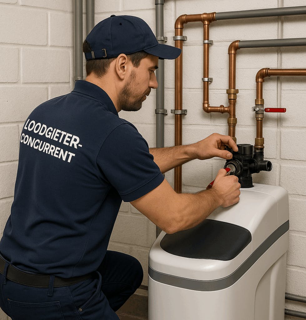 Loodgieter installeert waterontharder in woning